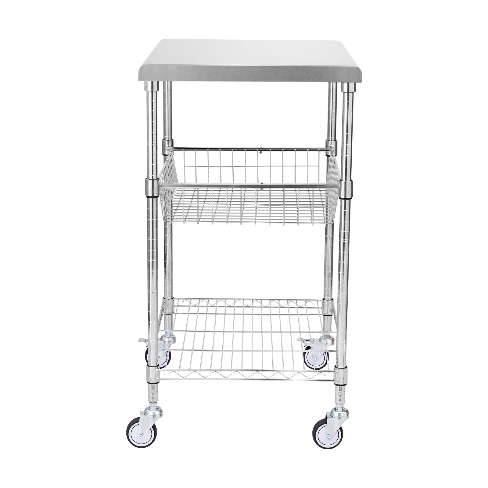 3-tier Rolling Utility Cart With 6 Hooks For Kitchen Storage_voghion.com